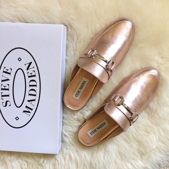 gold leather mules